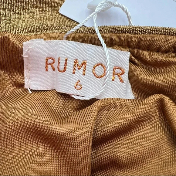 Rumor Gold Rushed Bodycon Dress size 6 Lace Up Back - Festive Party Prom Wedding - Picture 7 of 8